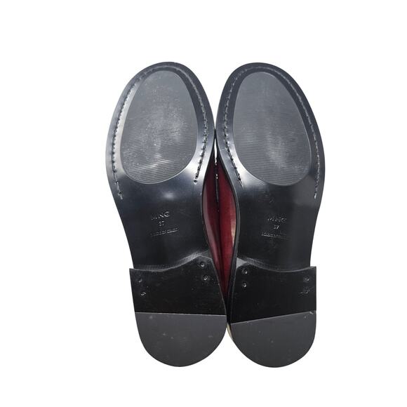 NEW MNG Mango 37 Burgundy Oxblood Leather Penny Loafer Academia Minimalist - Picture 2 of 5